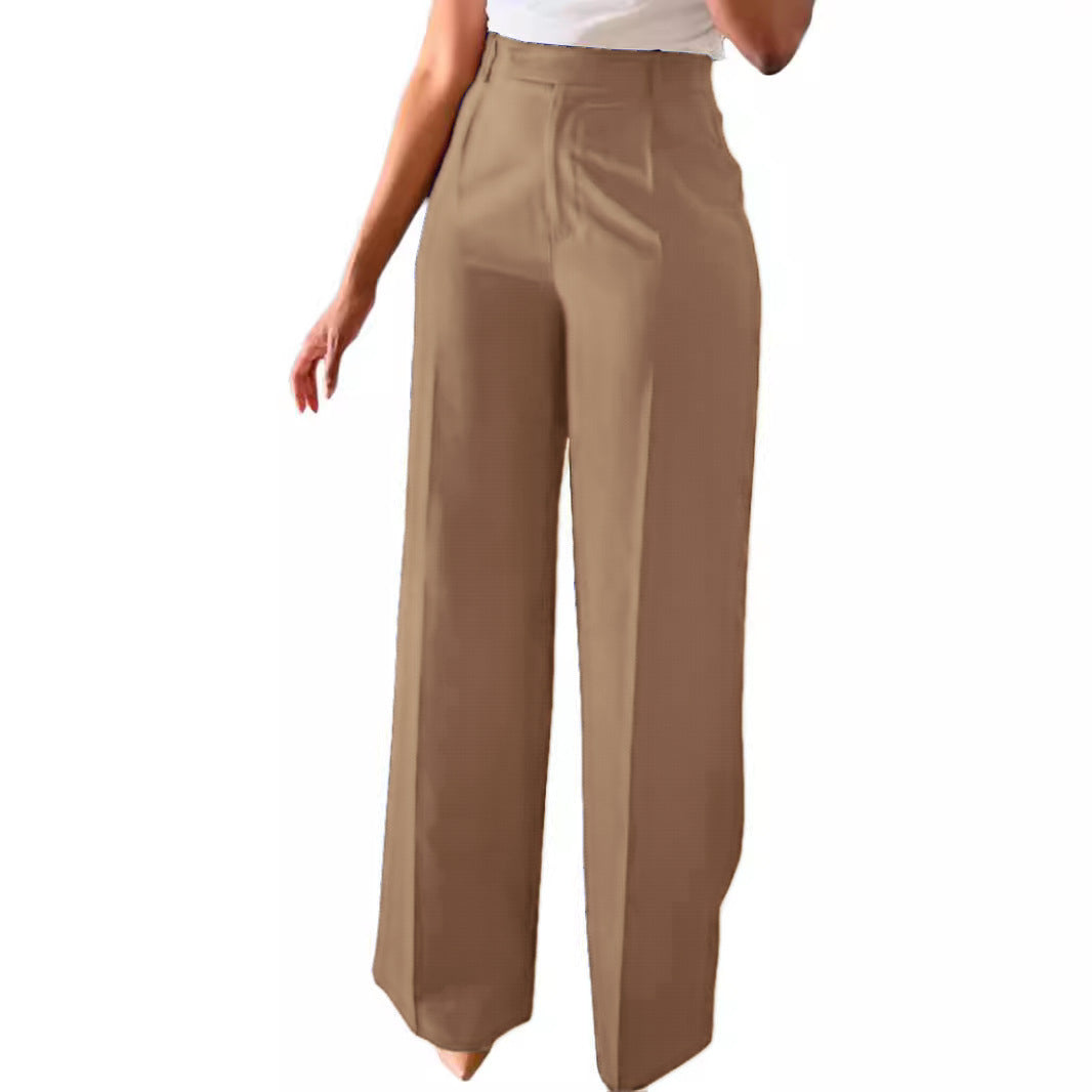 Pantalon large taille haute femme